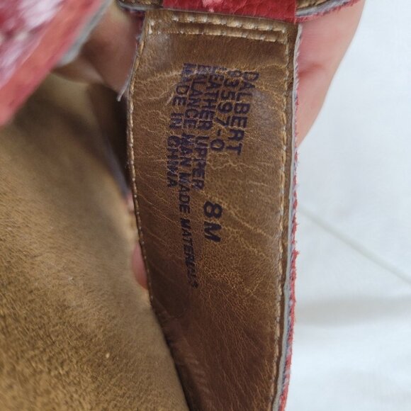 Natural Soul Dalbert red leather slide sandals two straps square silver accent 8 - Picture 7 of 9